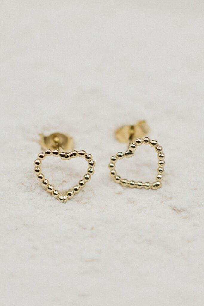 Goldcircus Bubble Herz-Ohrstecker in 585Gelbgold